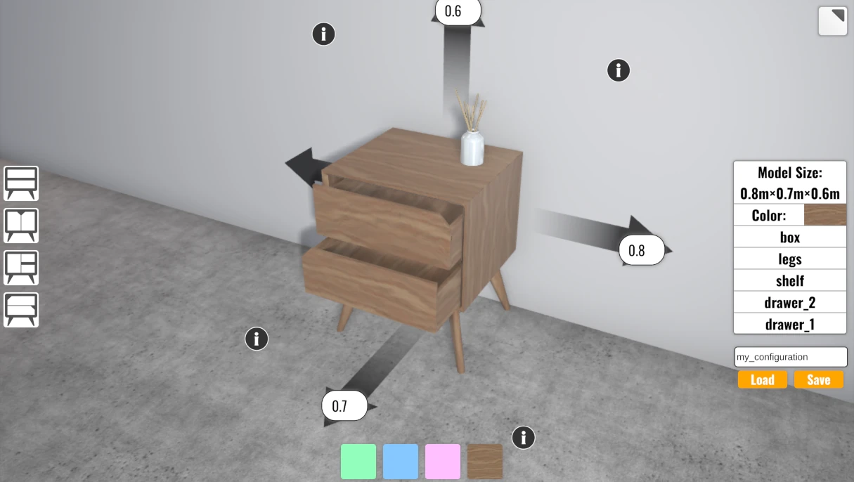 Verge3D for Blender: furniture configurator demo